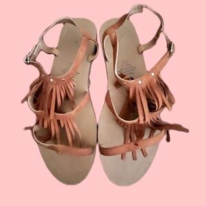 H&M Brown Suede Fringe Sandals Size 9.5
